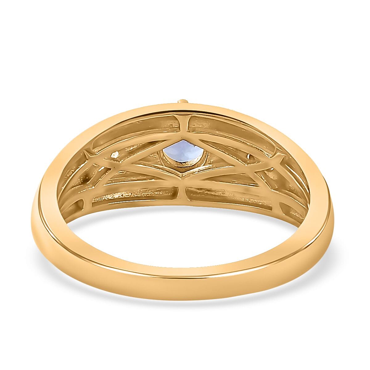 Premium Tanzanite & Natural Zircon Ring in 18K Vermeil YG Plated Sterling Silver