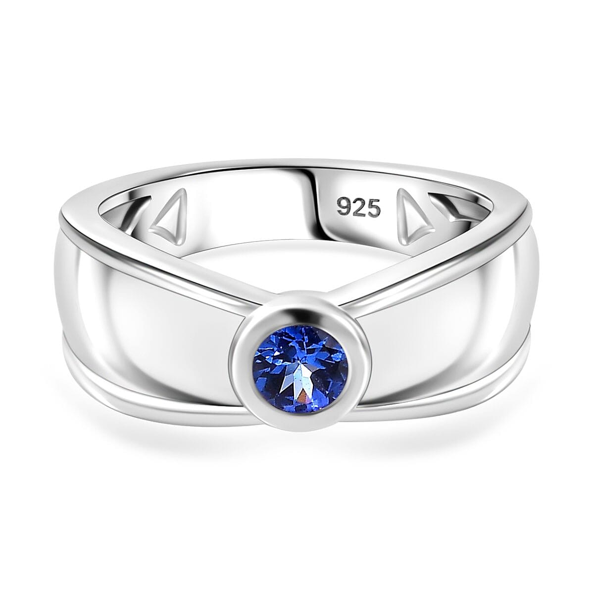 AAA Tanzanite Solitaire Ring in Platinum Overlay Sterling Silver