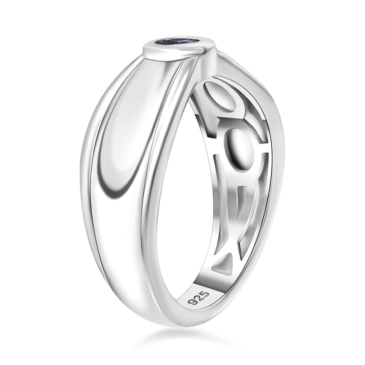 AAA Tanzanite Solitaire Ring in Platinum Overlay Sterling Silver