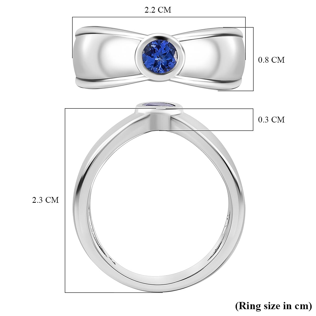 AAA Tanzanite Solitaire Ring in Platinum Overlay Sterling Silver