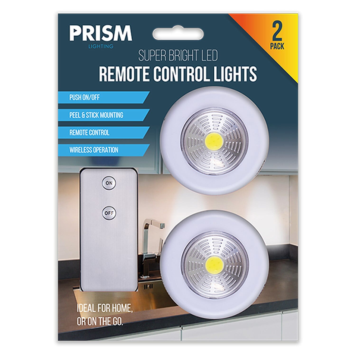 Pack of 2 Prism Super Bright LED Remote Control Wireless Lights - White