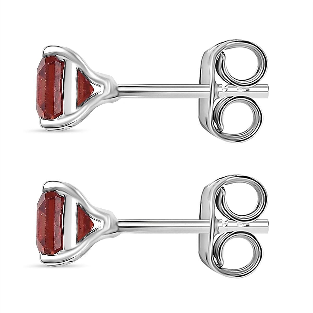 Lab Created Padparadscha Sapphire Solitaire Stud Earrings in Platinum Overlay Sterling Silver 1.90 Ct