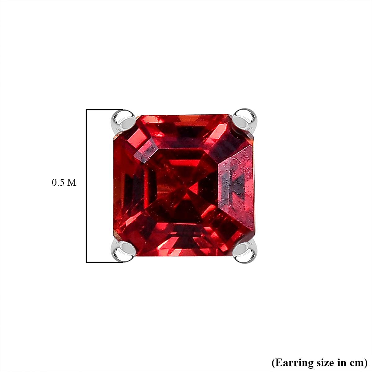 Lab Created Padparadscha Sapphire Solitaire Stud Earrings in Platinum Overlay Sterling Silver 1.90 Ct