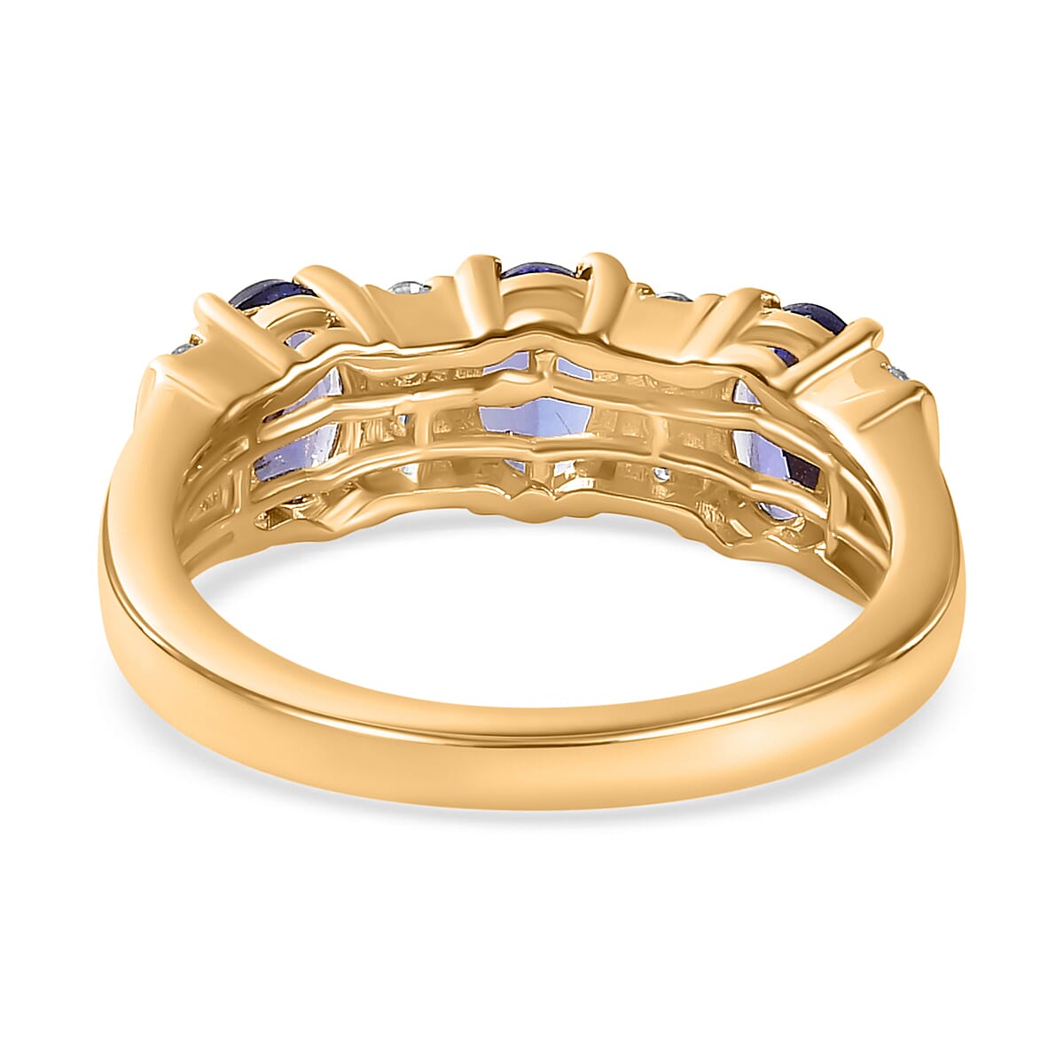 AAA Premium Tanzanite (Ovl) & Natural Zircon Ring in 18K Vermeil YG Plated Sterling Silver 1.65 Ct AAA Premium Tanzanite (Ovl) & Natural Zircon Ring in 18K Vermeil YG Plated Sterling Silver 1.65 Ct