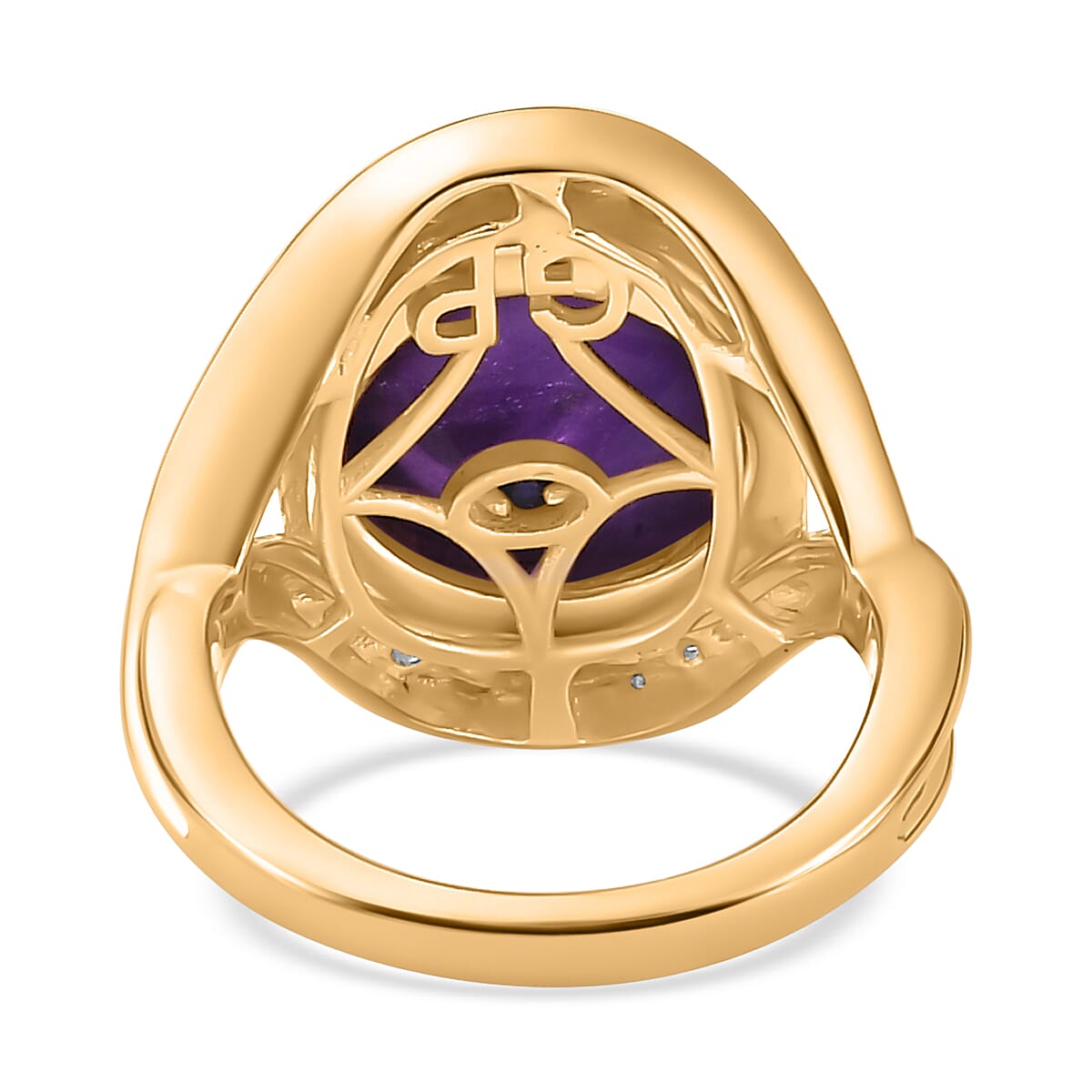 GP Celestial Dream Collection - Amethyst & Natural Zircon Ring in 18K Vermeil YG Plated Sterling Silver 7.37 Ct, Silver Wt. 6.90 Gms