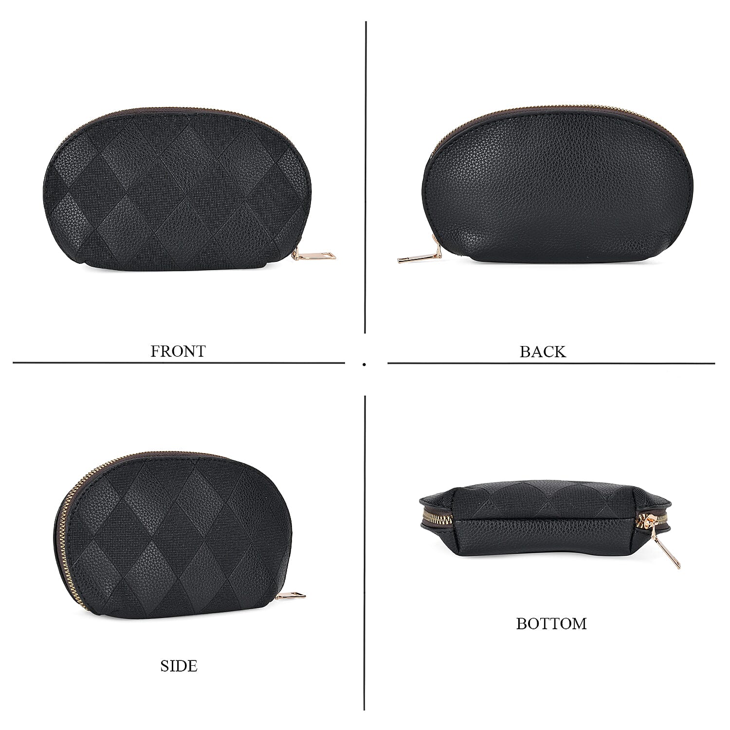 Embossed Rhomboid Handbag with Detachable Shoulder Strap - Coin Bag - Black