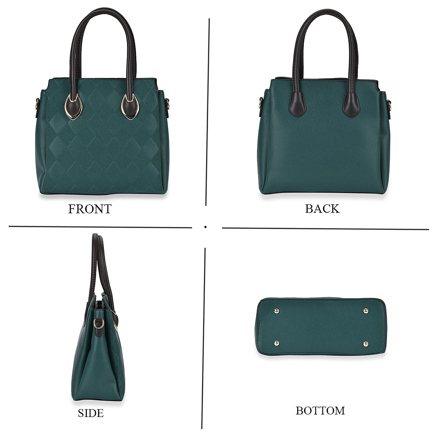 PU Embossed Crossbody Bag (Size 28x12x25 cm) - Green & Black