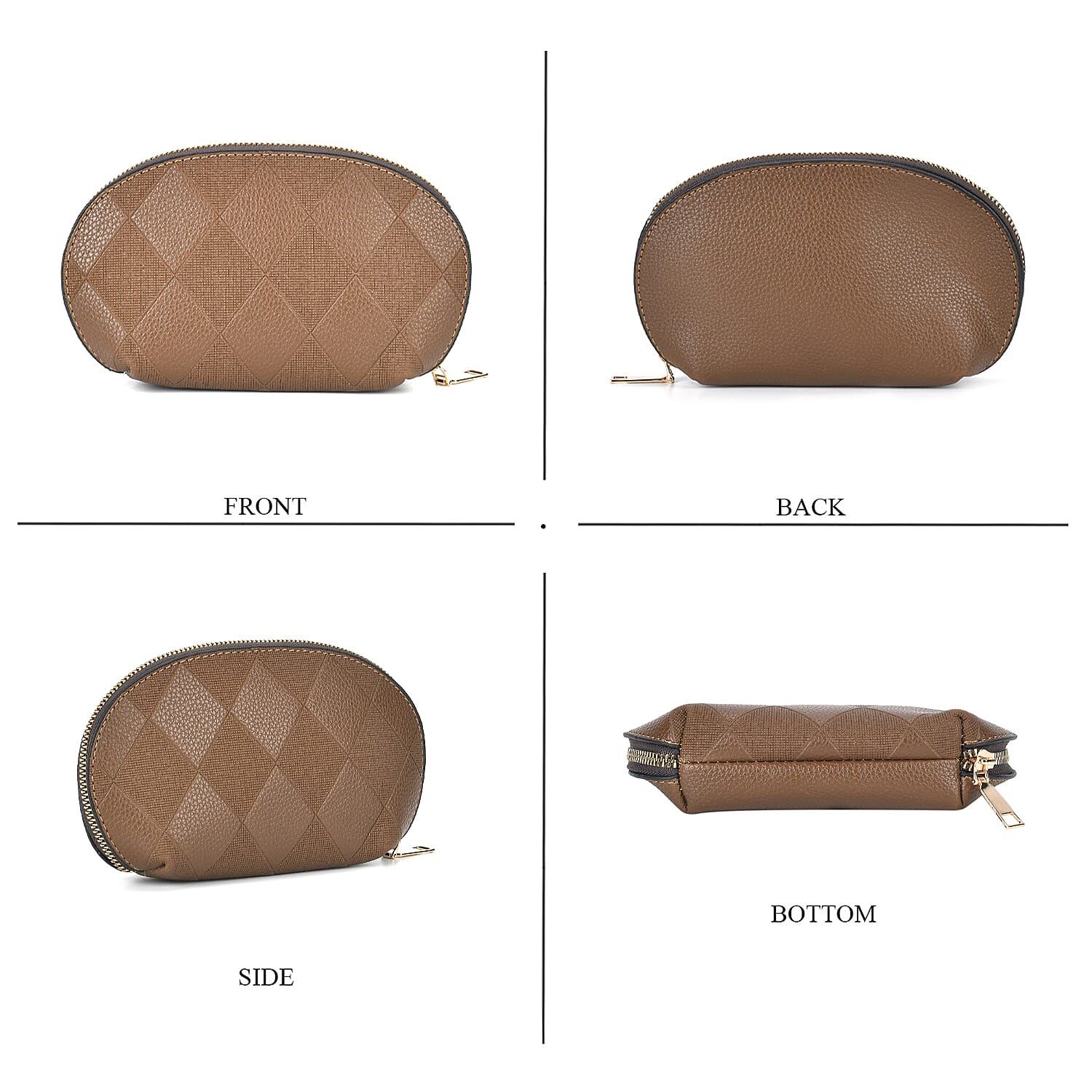 Embossed Rhomboid Handbag with Detachable Shoulder Strap - Coin Bag - Brown