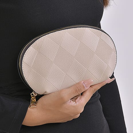 Embossed Rhomboid Handbag with Detachable Shoulder Strap - Coin Bag - Khaki