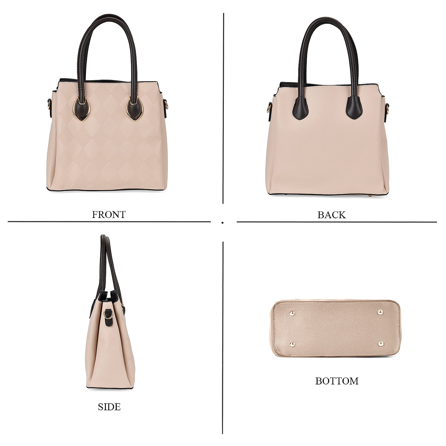 Embossed Rhomboid Handbag with Detachable Shoulder Strap - Coin Bag - Khaki