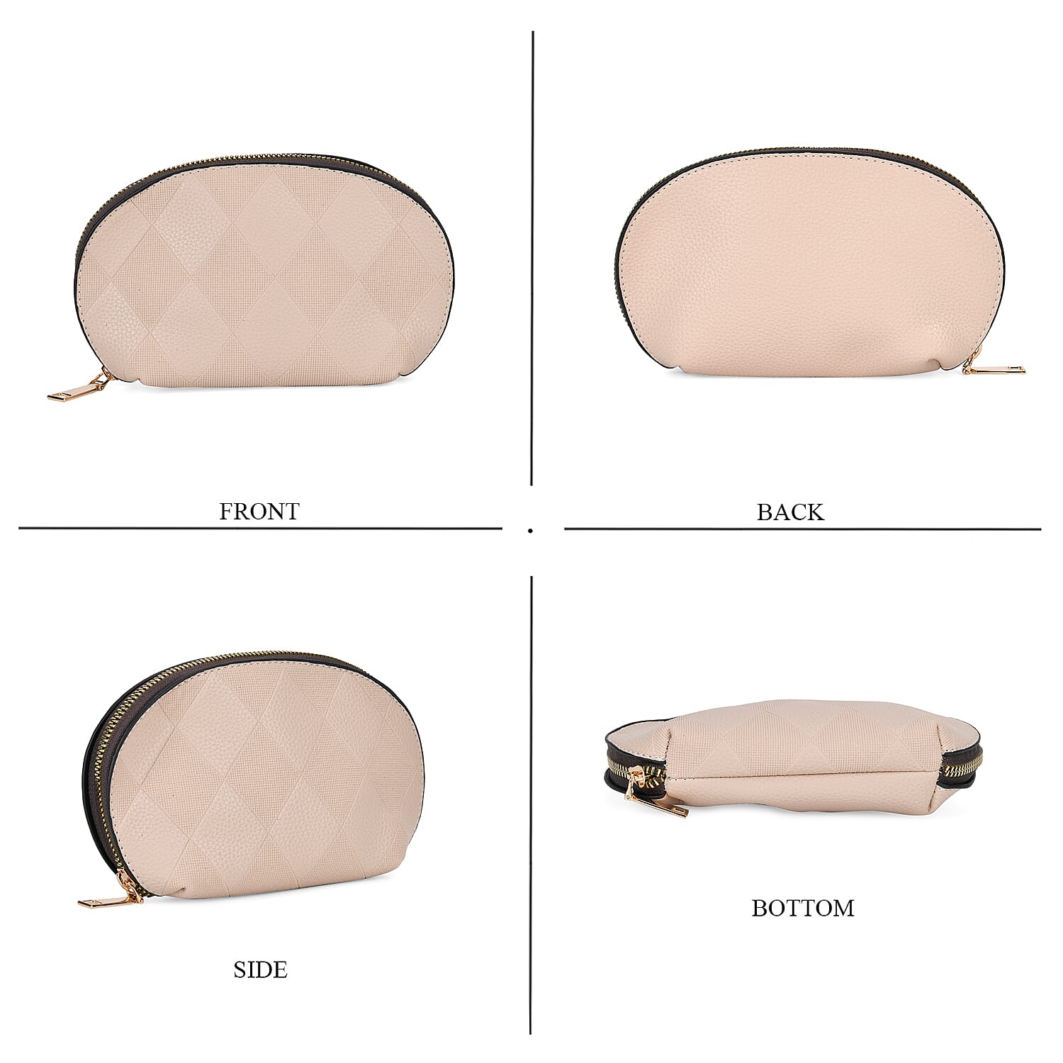 Embossed Rhomboid Handbag with Detachable Shoulder Strap - Coin Bag - Khaki