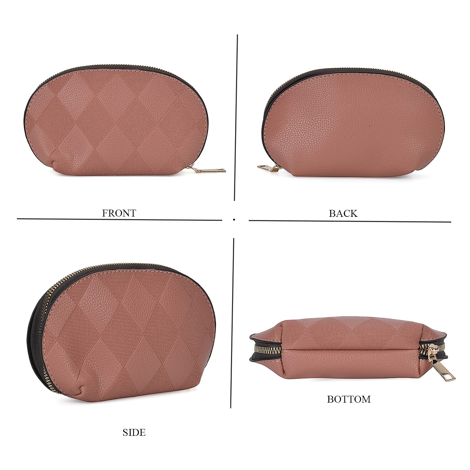 Embossed Rhomboid Handbag with Detachable Shoulder Strap - Coin Bag - Pink