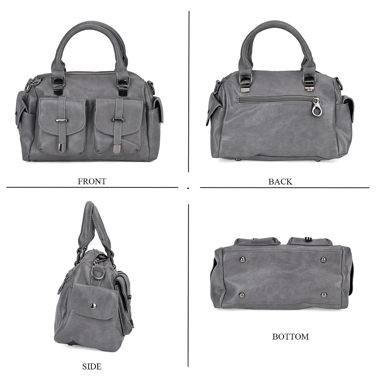 PU Patterned Crossbody Bag (Size 28x14x16 cm) - Grey & Black