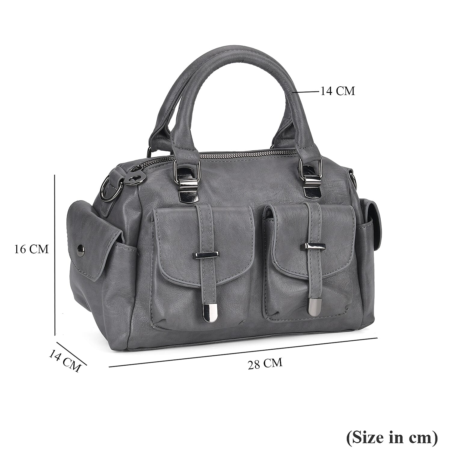 PU Patterned Crossbody Bag (Size 28x14x16 cm) - Grey & Black