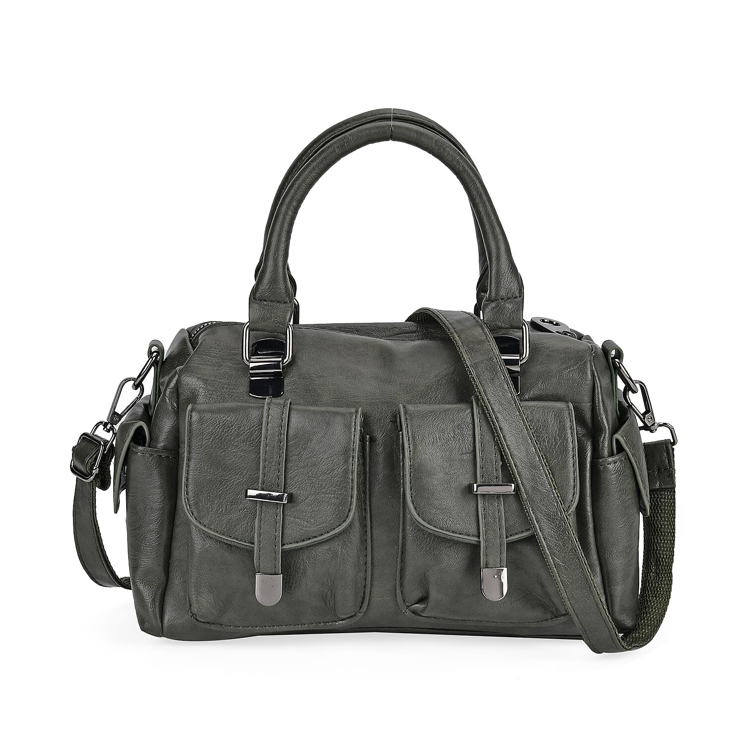 PU Patterned Crossbody Bag (Size 28x14x16 cm) - Green & Black