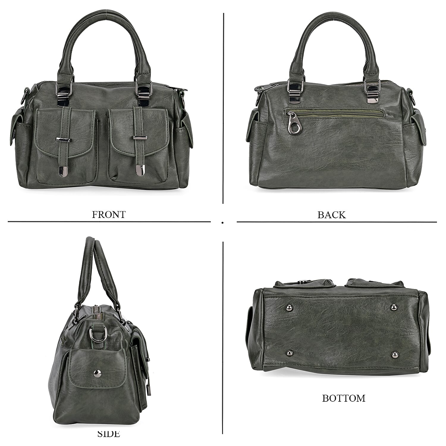 PU Patterned Crossbody Bag (Size 28x14x16 cm) - Green & Black