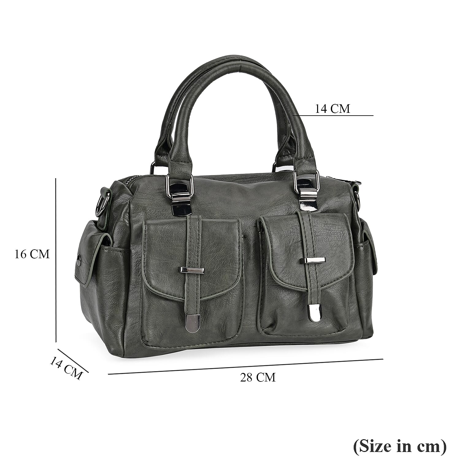 PU Patterned Crossbody Bag (Size 28x14x16 cm) - Green & Black