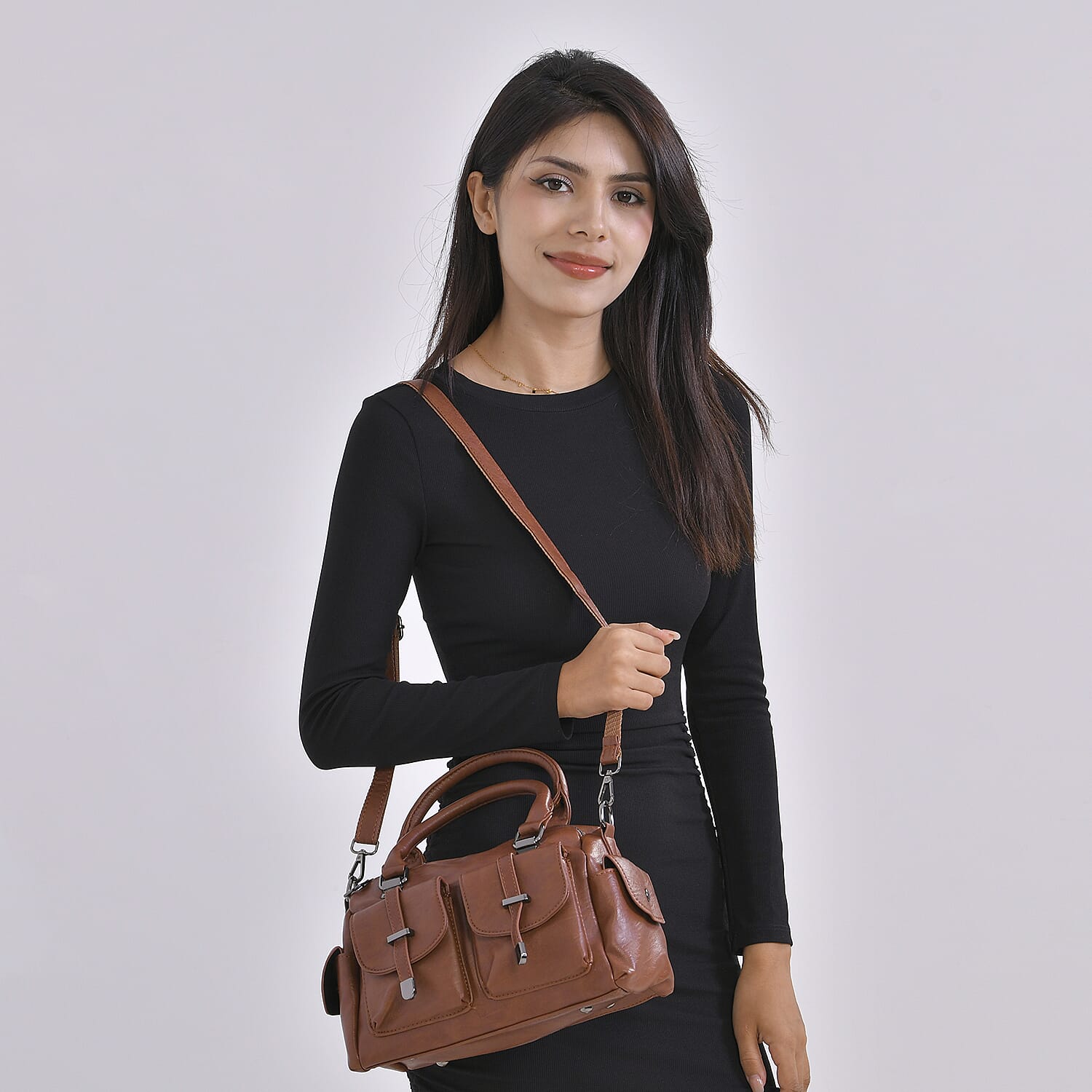 PU Patterned Crossbody Bag (Size 28x14x16 cm) - Earthy Yellow & Black