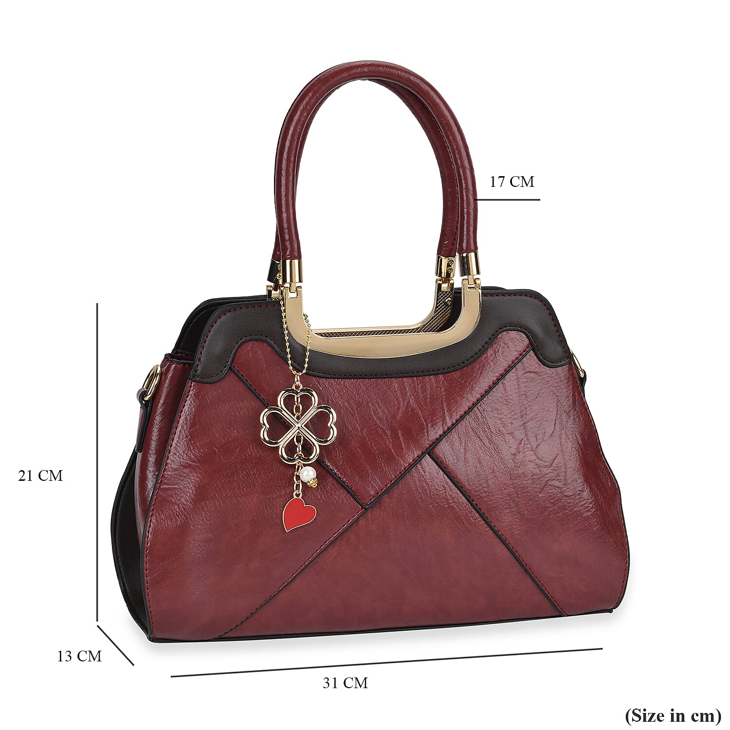 PU Patterned Crossbody Bag (Size 31x13x21 cm) - Burgundy & Black