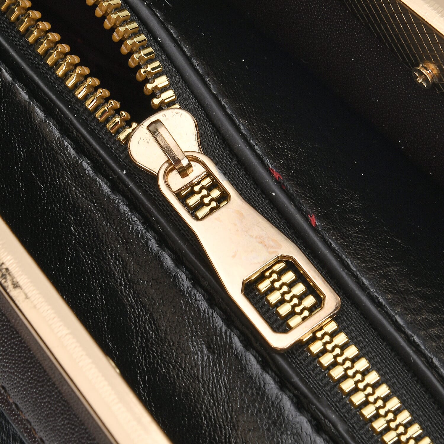 Leatherette Crossbody Bag with Four-Leaf Clover Hanging - Black