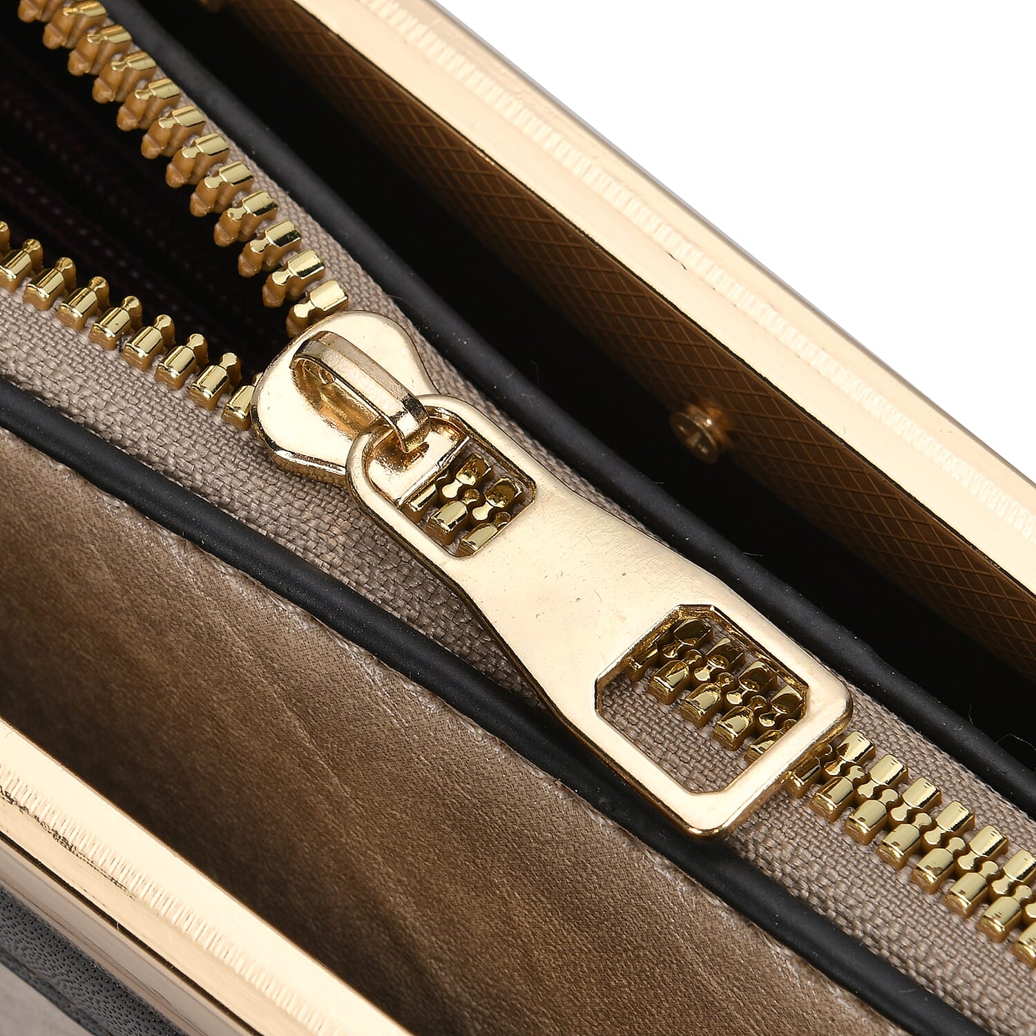 Leatherette Crossbody Bag with Four-Leaf Clover Hanging - Khaki