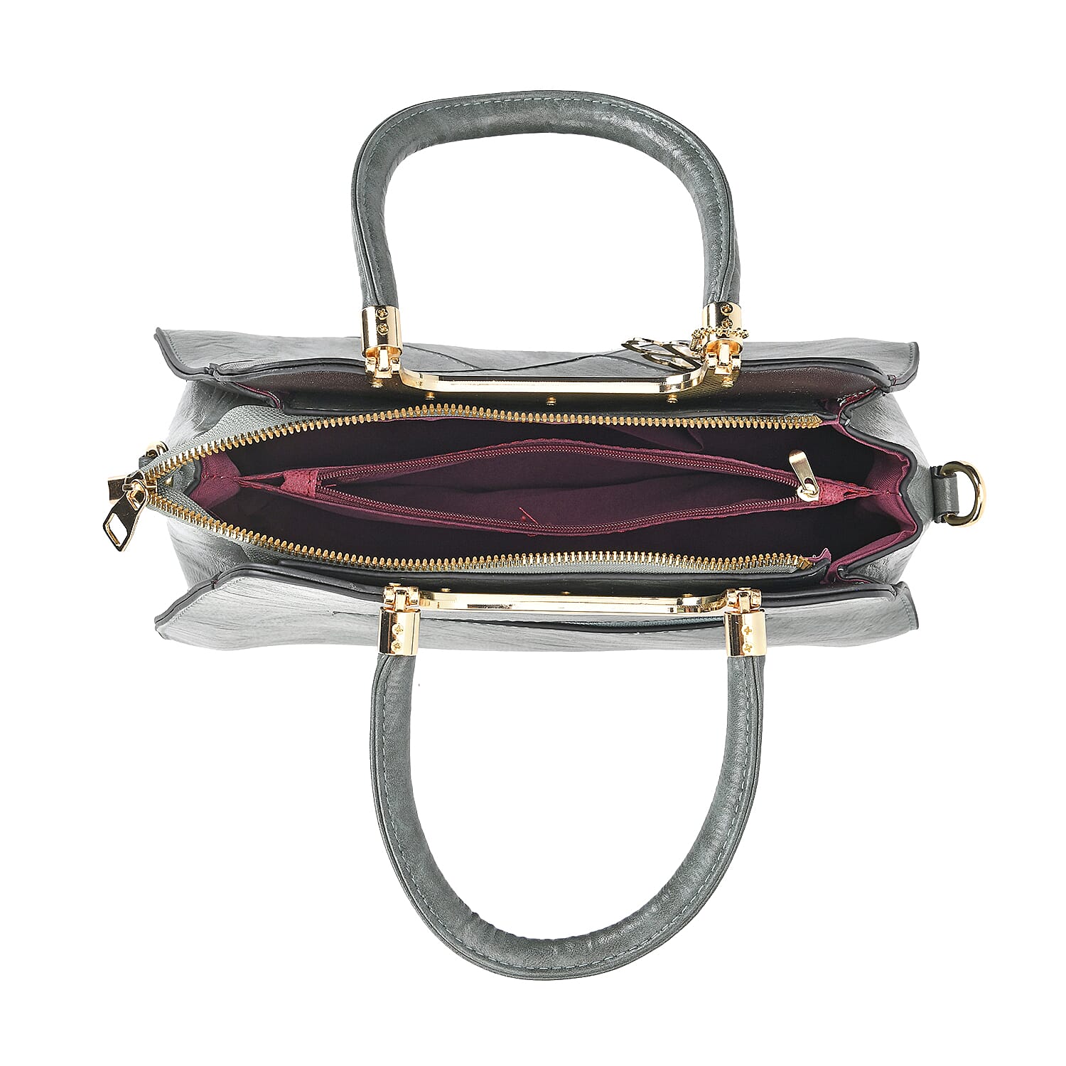 Leatherette Crossbody Bag with Four-Leaf Clover Hanging - Green