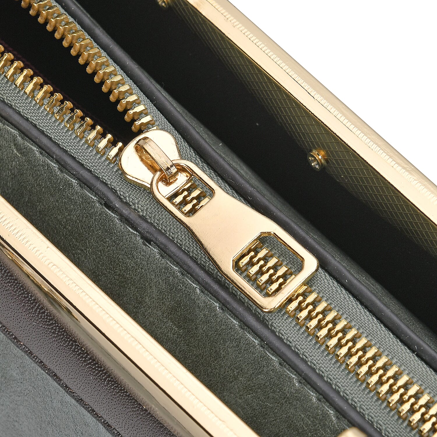 Leatherette Crossbody Bag with Four-Leaf Clover Hanging - Green