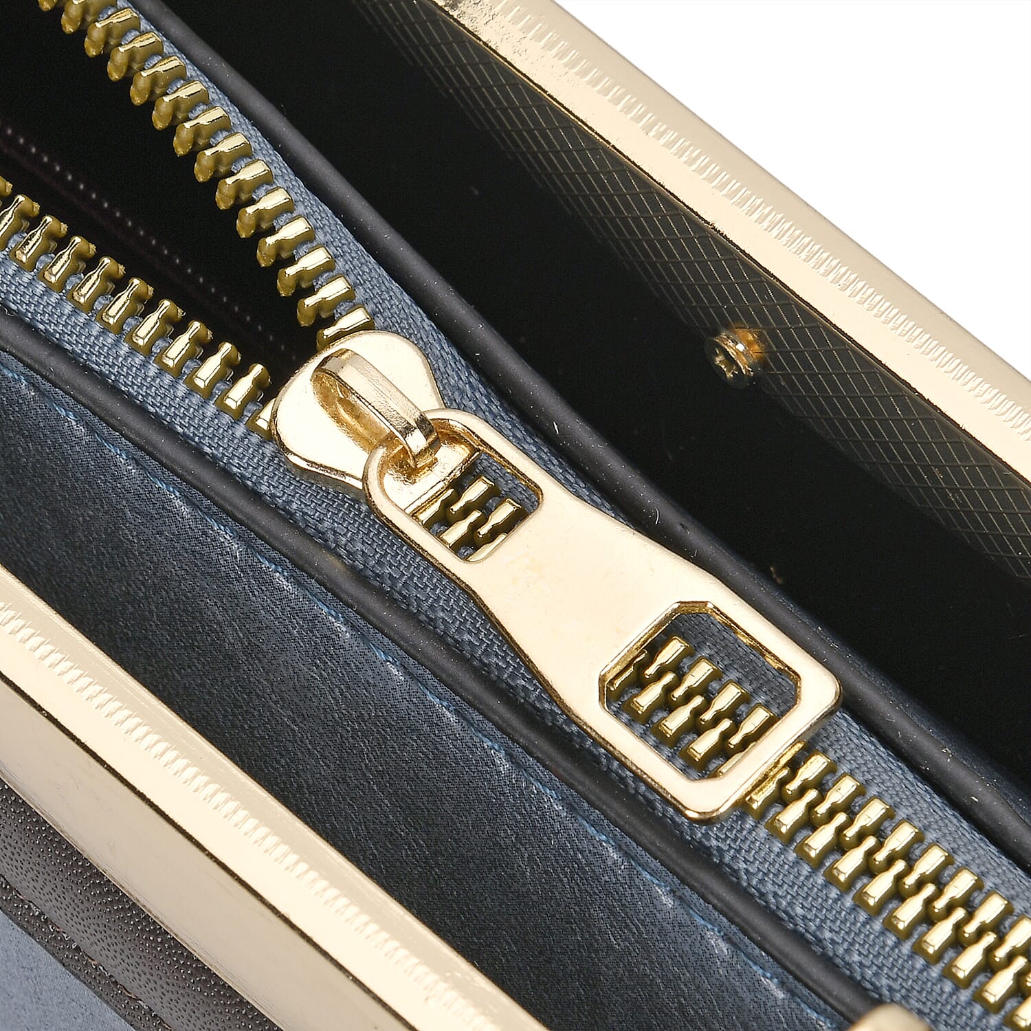 Leatherette Crossbody Bag with Four-Leaf Clover Hanging - Blue