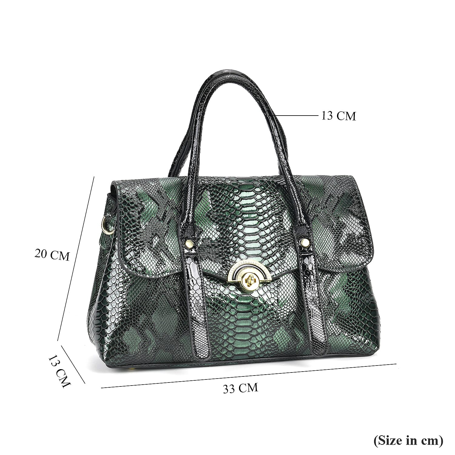 Designer Inspired- Elegant Snake-Print Embossed Satchel Handbag - Grey