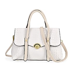 Designer Inspired- Elegant Croc-Embossed Satchel Handbag