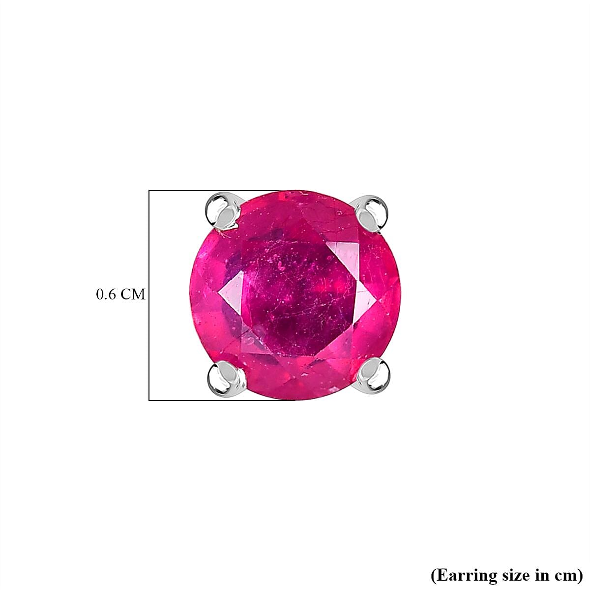 African Ruby Solitaire Stud Earrings in Platinum Overlay Sterling Silver 2.60 Ct.