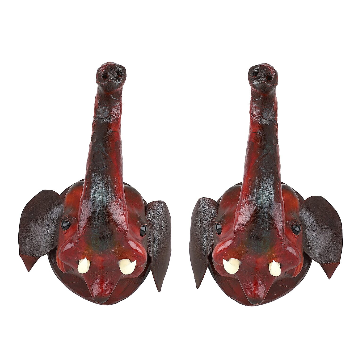 Boutique Collection - Set of 2 Genuine Leather Home Decor Elephant Wall Hangings