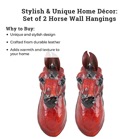 Boutique Collection - Set of 2 Genuine Leather Home Decor Horse Wall Hangings