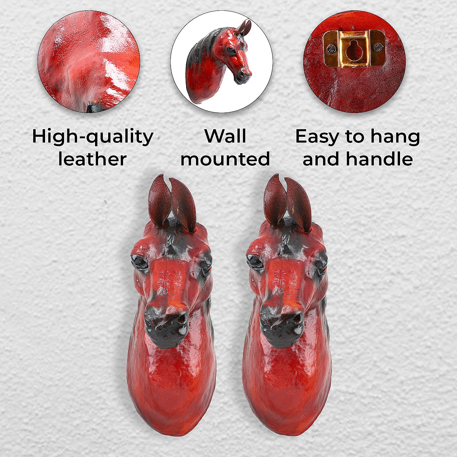 Boutique Collection - Set of 2 Genuine Leather Home Decor Horse Wall Hangings
