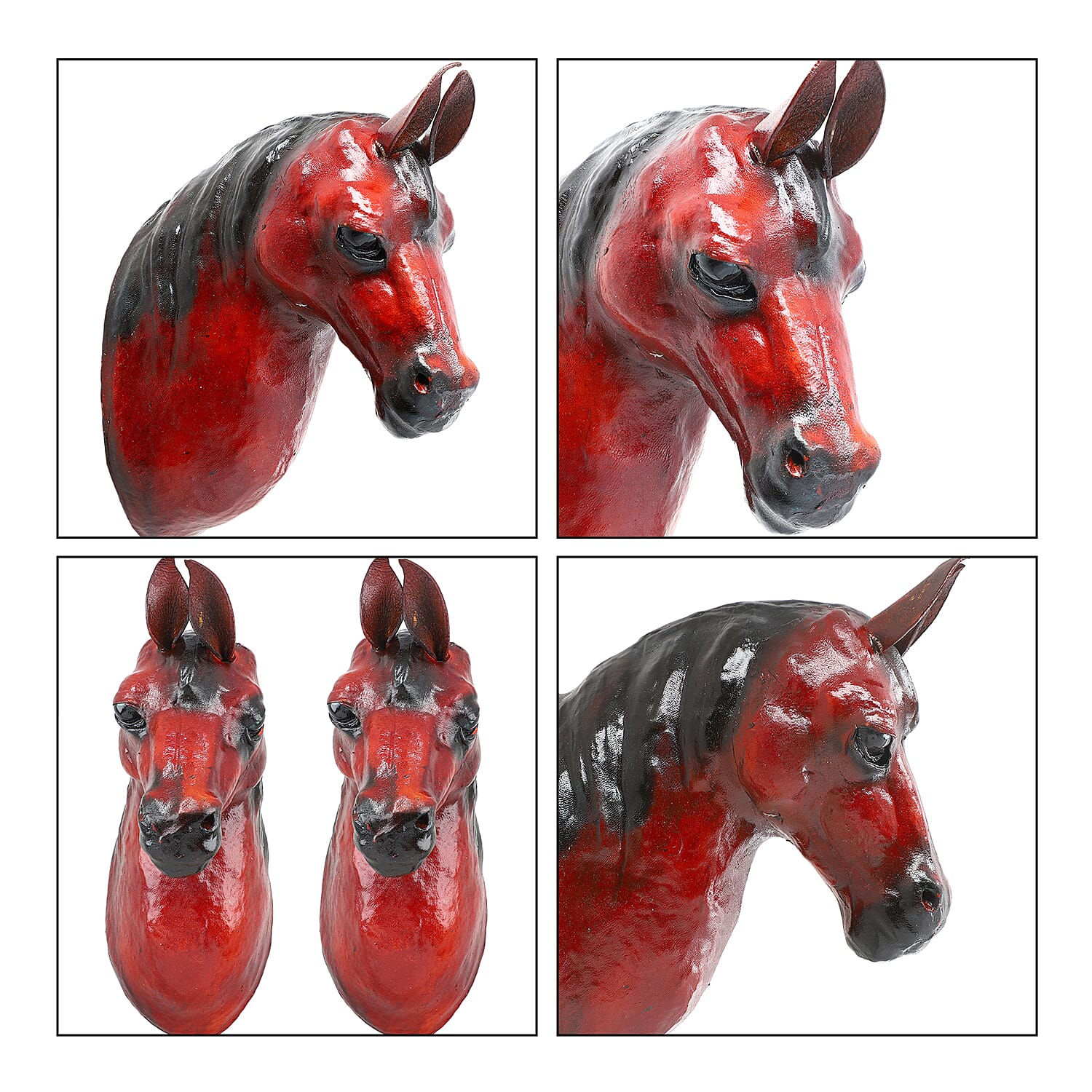 Boutique Collection - Set of 2 Genuine Leather Home Decor Horse Wall Hangings