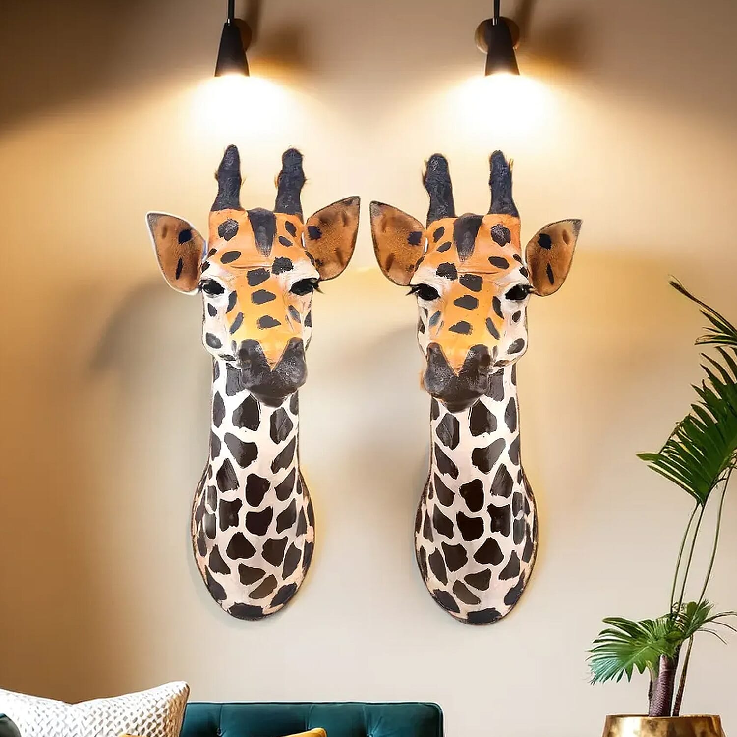 Boutique Collection - Set of 2 Genuine Leather Home Decor Giraffe Wall Hangings