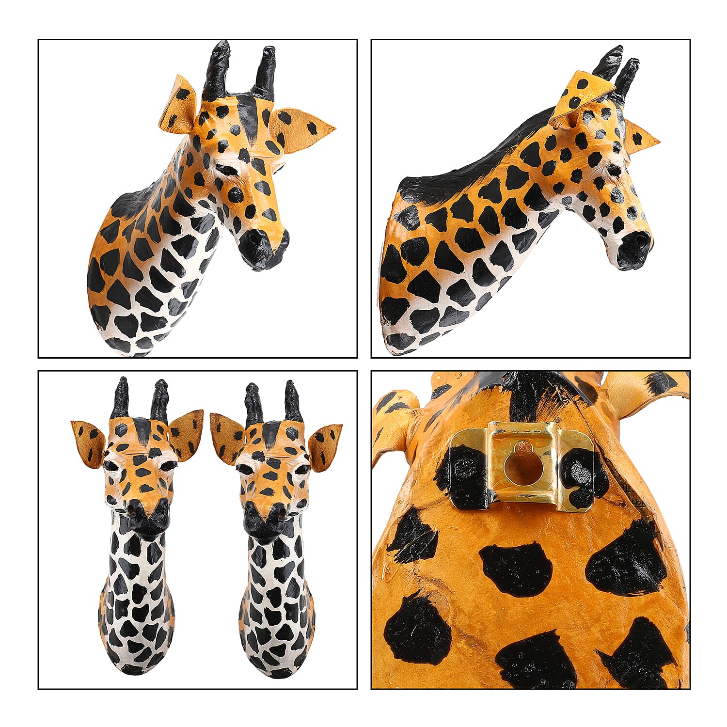 Boutique Collection - Set of 2 Genuine Leather Home Decor Giraffe Wall Hangings