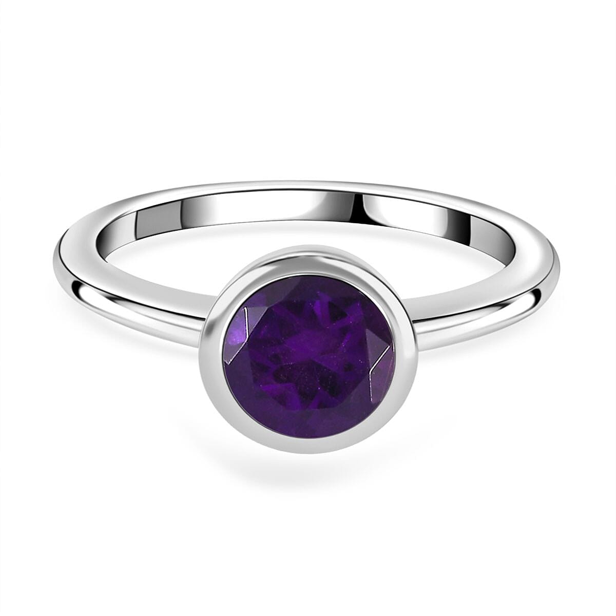 Amethyst Solitaire Ring in Platinum Overlay Sterling Silver 1.20 Ct.