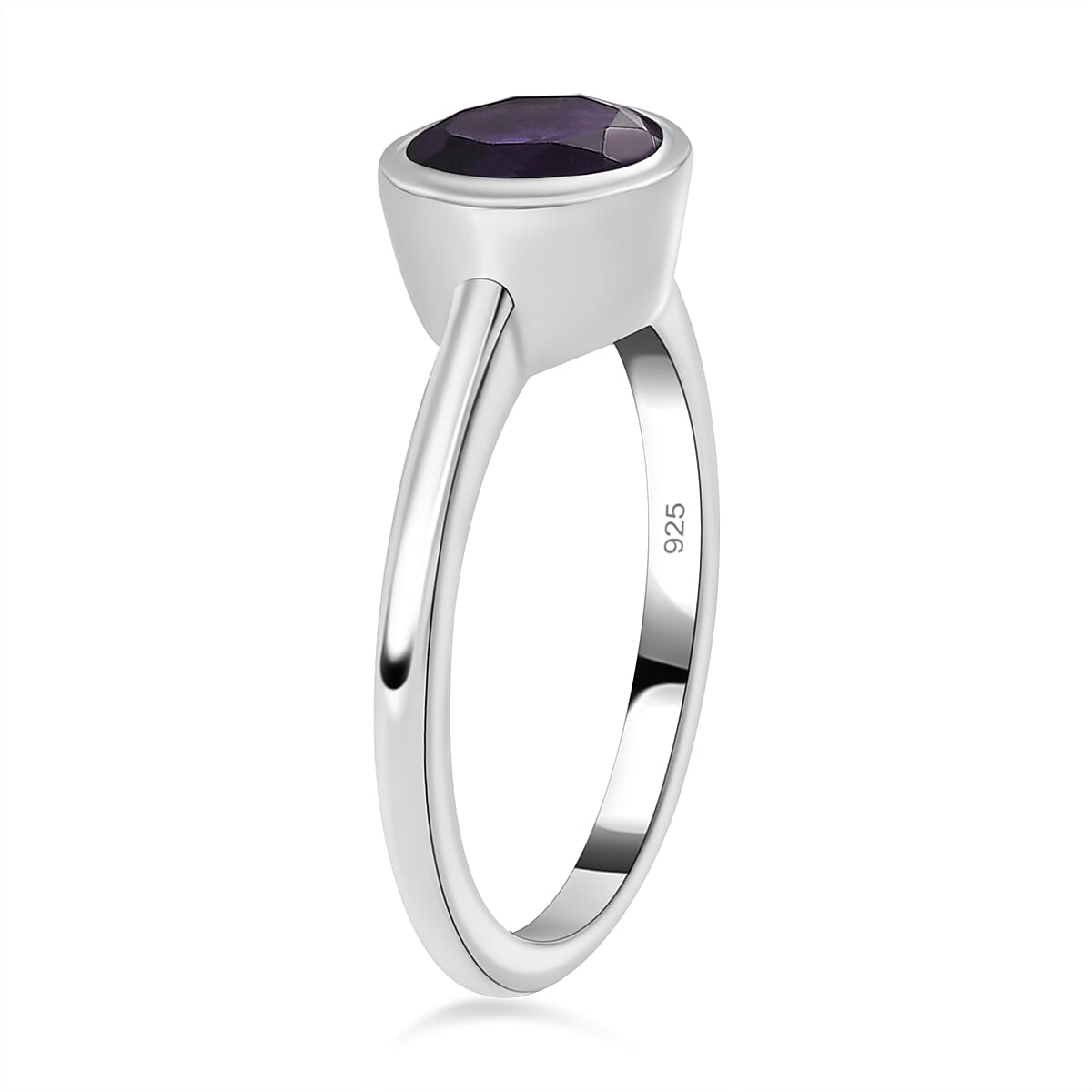Amethyst Solitaire Ring in Platinum Overlay Sterling Silver 1.20 Ct.