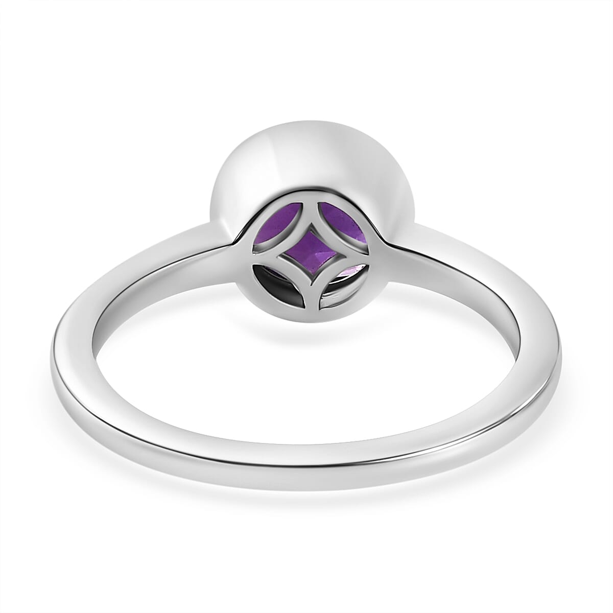 Amethyst Solitaire Ring in Platinum Overlay Sterling Silver 1.20 Ct.
