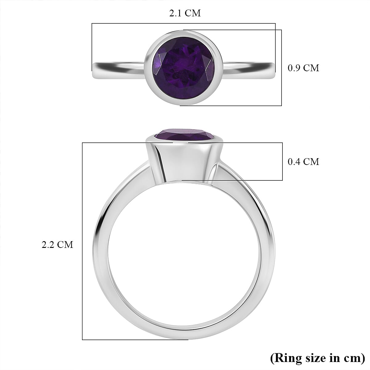 Amethyst Solitaire Ring in Platinum Overlay Sterling Silver 1.20 Ct.