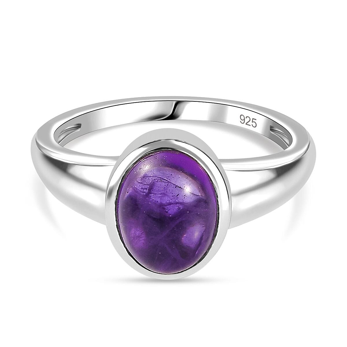 Amethyst Solitaire Ring in Platinum Overlay Sterling Silver 2.14 Ct