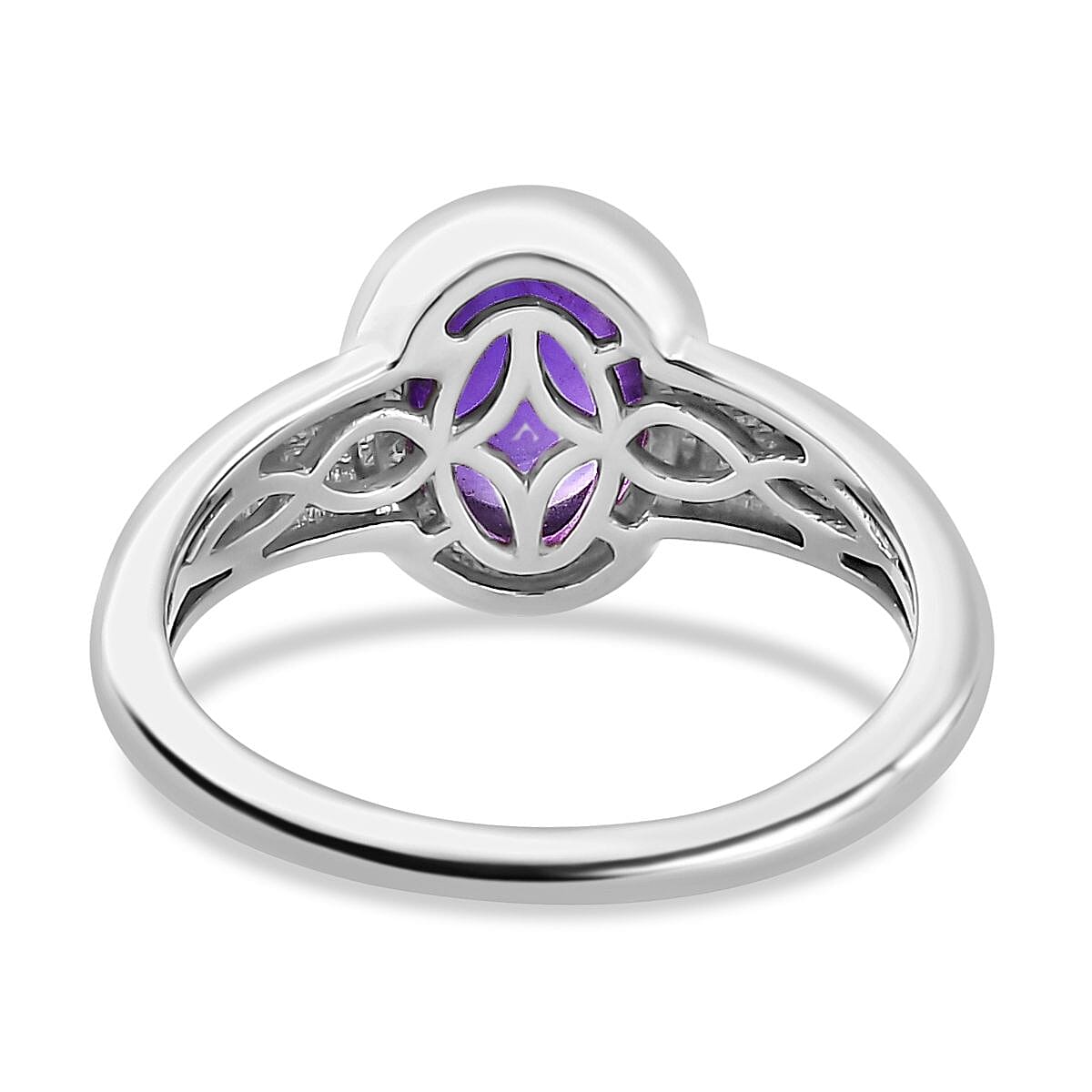 Amethyst Solitaire Ring in Platinum Overlay Sterling Silver 2.14 Ct