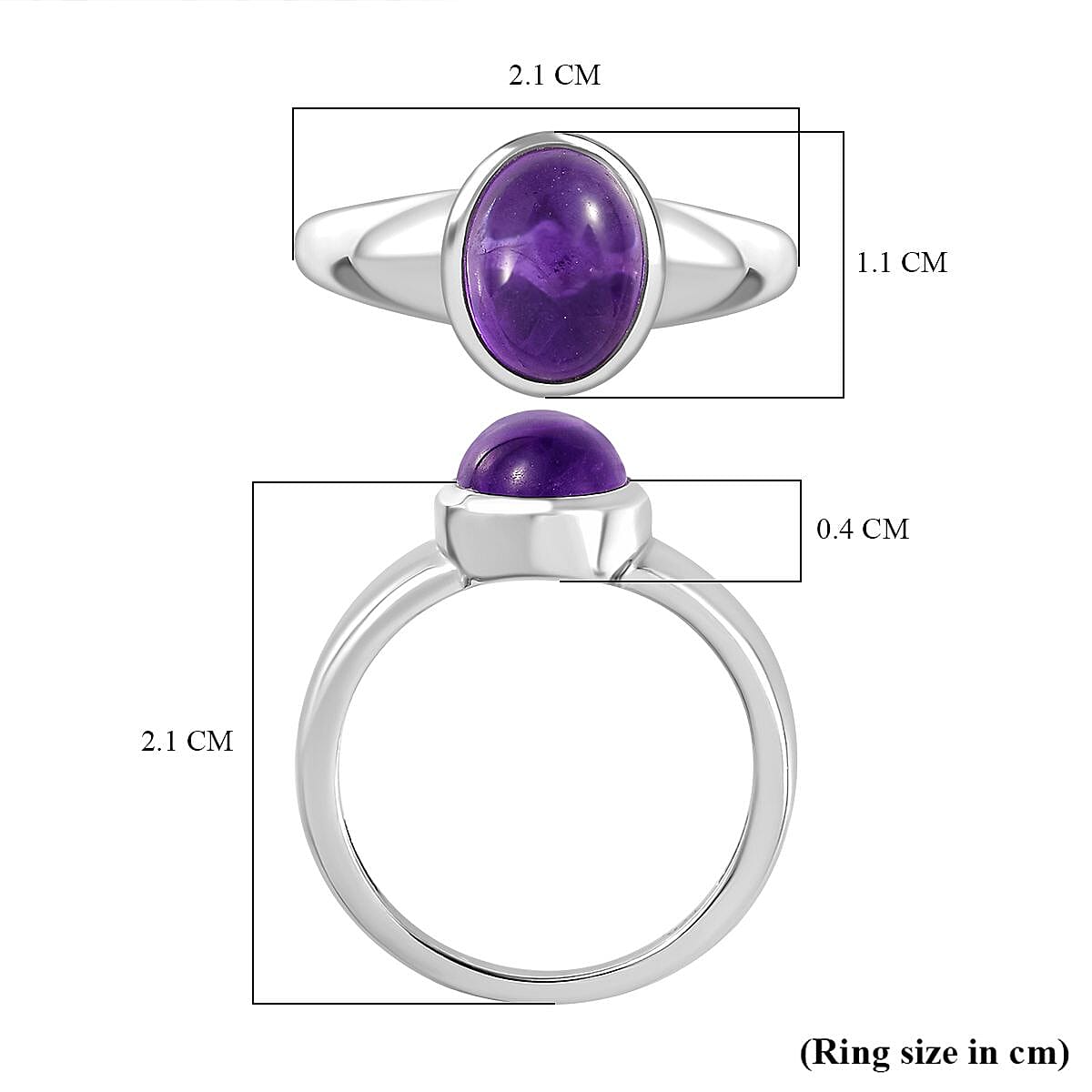 Amethyst Solitaire Ring in Platinum Overlay Sterling Silver 2.14 Ct