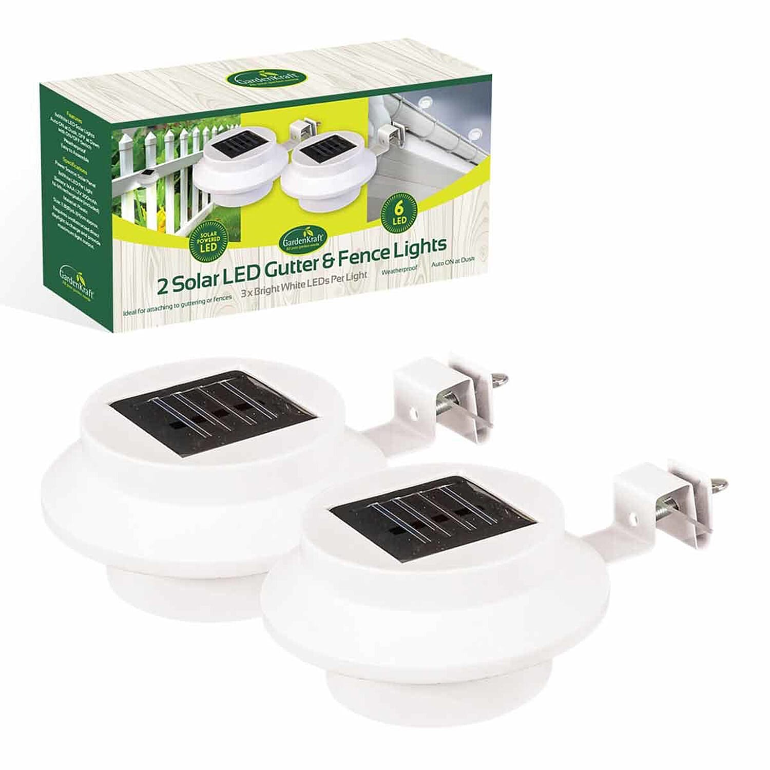 Outdoor LED Gutter - Fence Solar Light- White