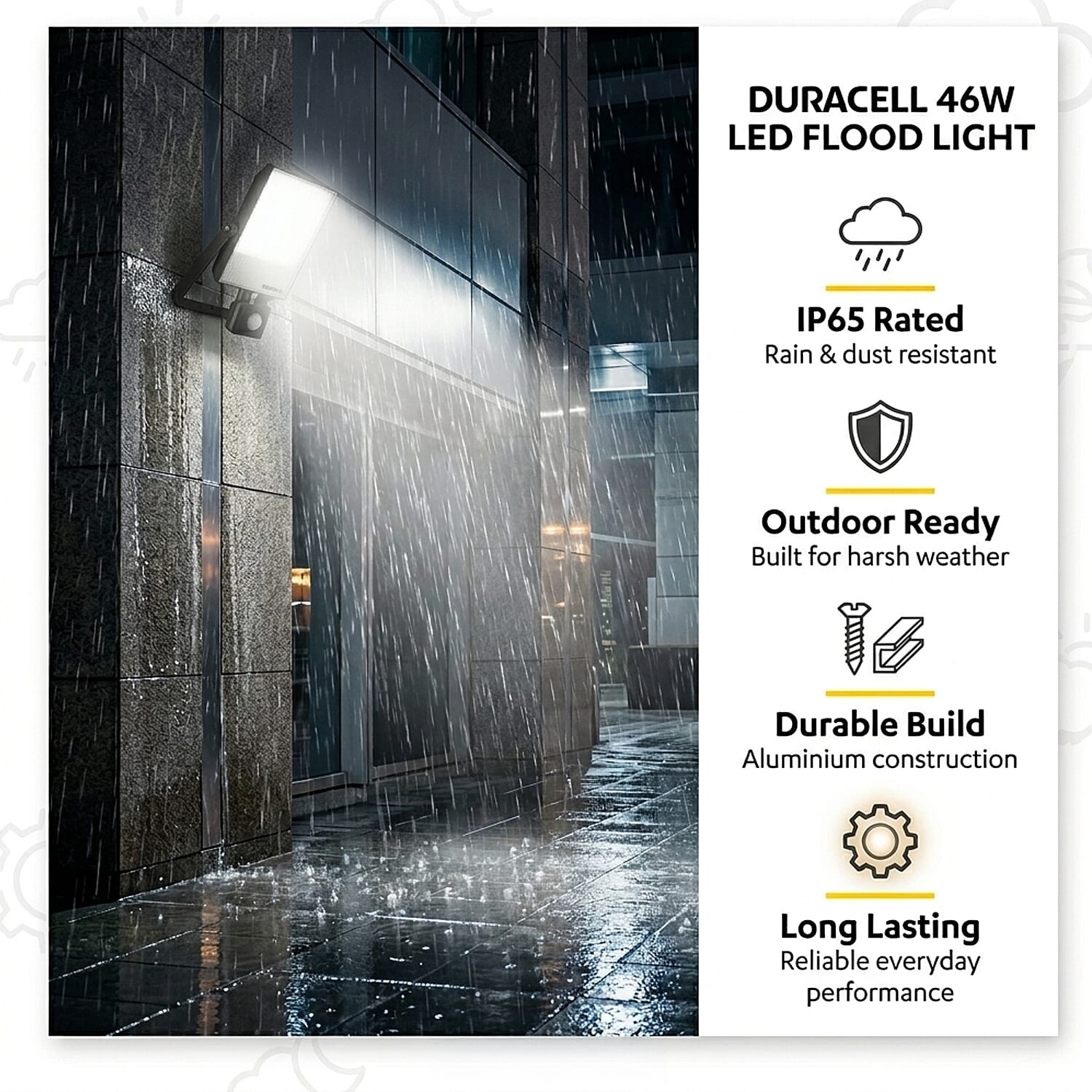 Flood Light-Duracel - High Quality Long Lasting LED 4000 Lumen (46W ) - Black