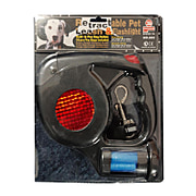 Retractable Pet Leash & Flashlight with Built in Poop Bag Holder (10 Pcs Inc.)