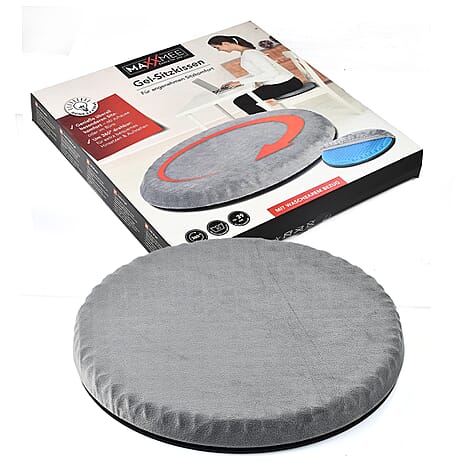 360 Degree Rotating Base Flexible Gel Seat Cushion - Breathable & Washable With Cover.