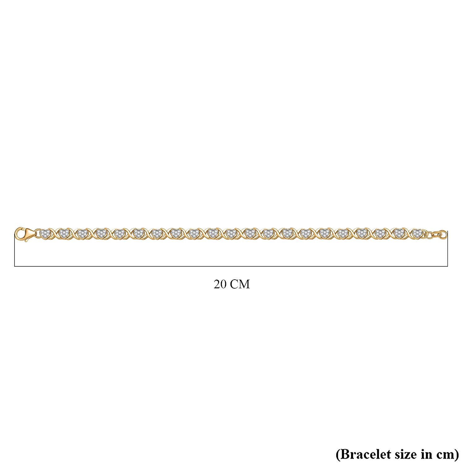 White Diamond Cluster Bracelet (Size - 7.5) in Vermeil YG Sterling Silver 1.00 Ct,  Silver Wt. 10 Gms