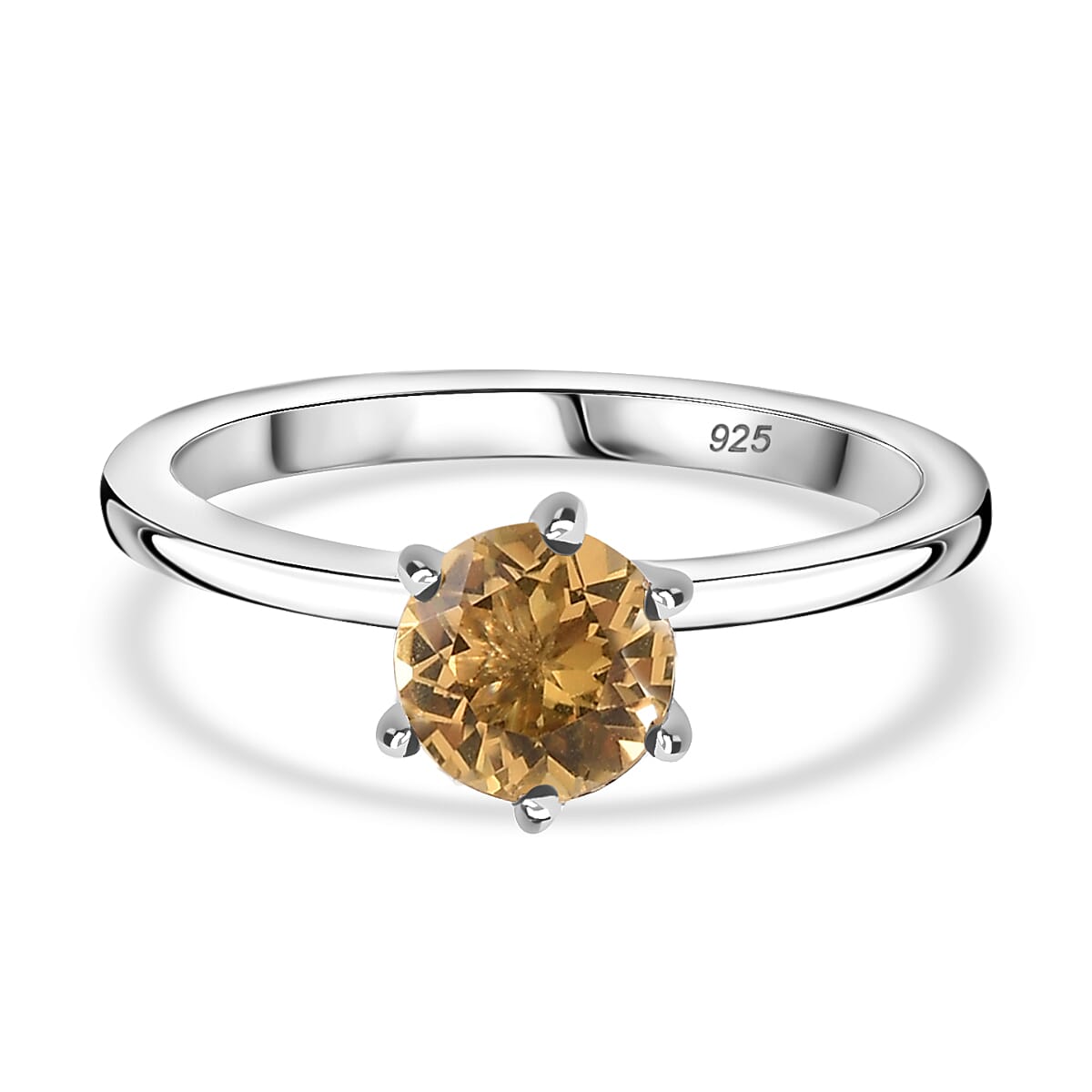 Heliodor Solitaire Ring in Platinum Overlay Sterling Silver